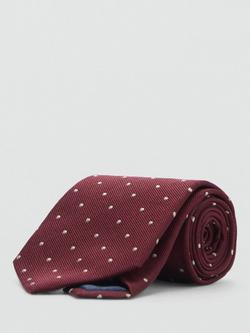 Mango Silk Blend Polka Dot Print Tie, Dark Red - view 2, Dark Red