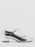 Mango Botua Metallic Block Heel Mary Jane Ballerina Pumps, Silver