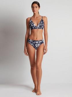 Ralph Lauren V-Neck Triangle Bikini Top, Navy/Multi, Navy/Multi