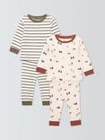 John Lewis Baby Cow Pyjamas, Pack of 2, Green