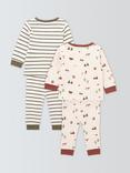 John Lewis Baby Cow Pyjamas, Pack of 2, Green