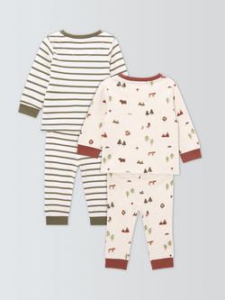 John Lewis Baby Cow Pyjamas, Pack of 2, Green - view 2, Green