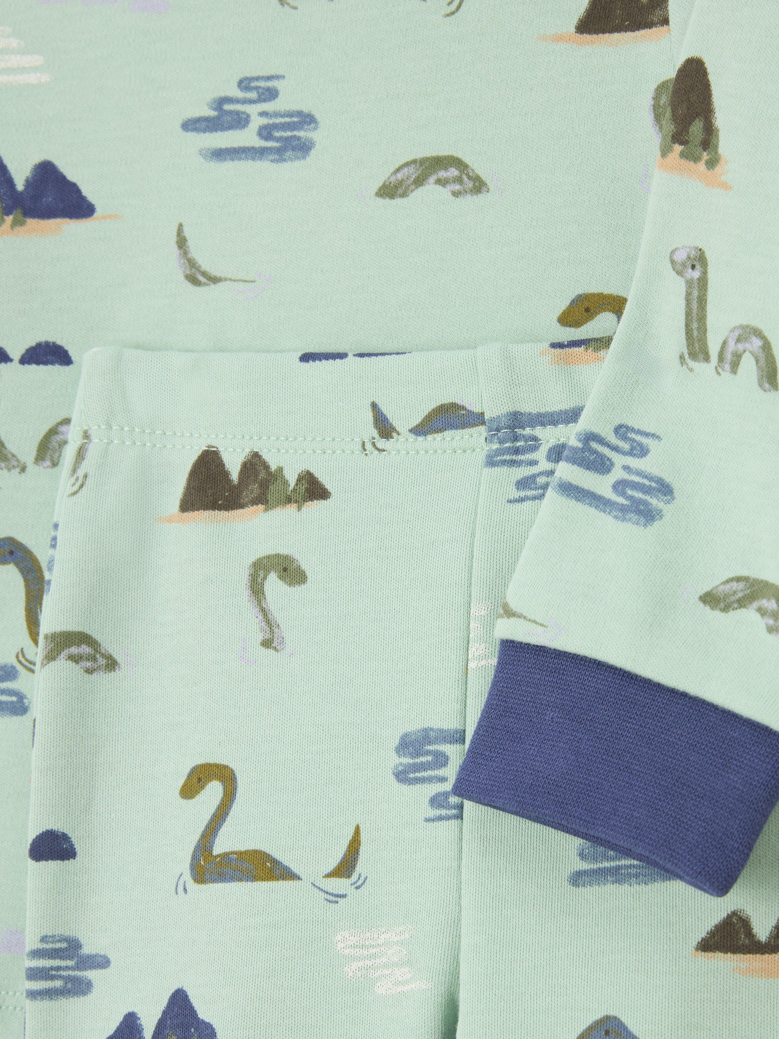 Product image 3 of 3, which shows John Lewis Baby Loch Ness Pyjamas, Green, 3-6 months