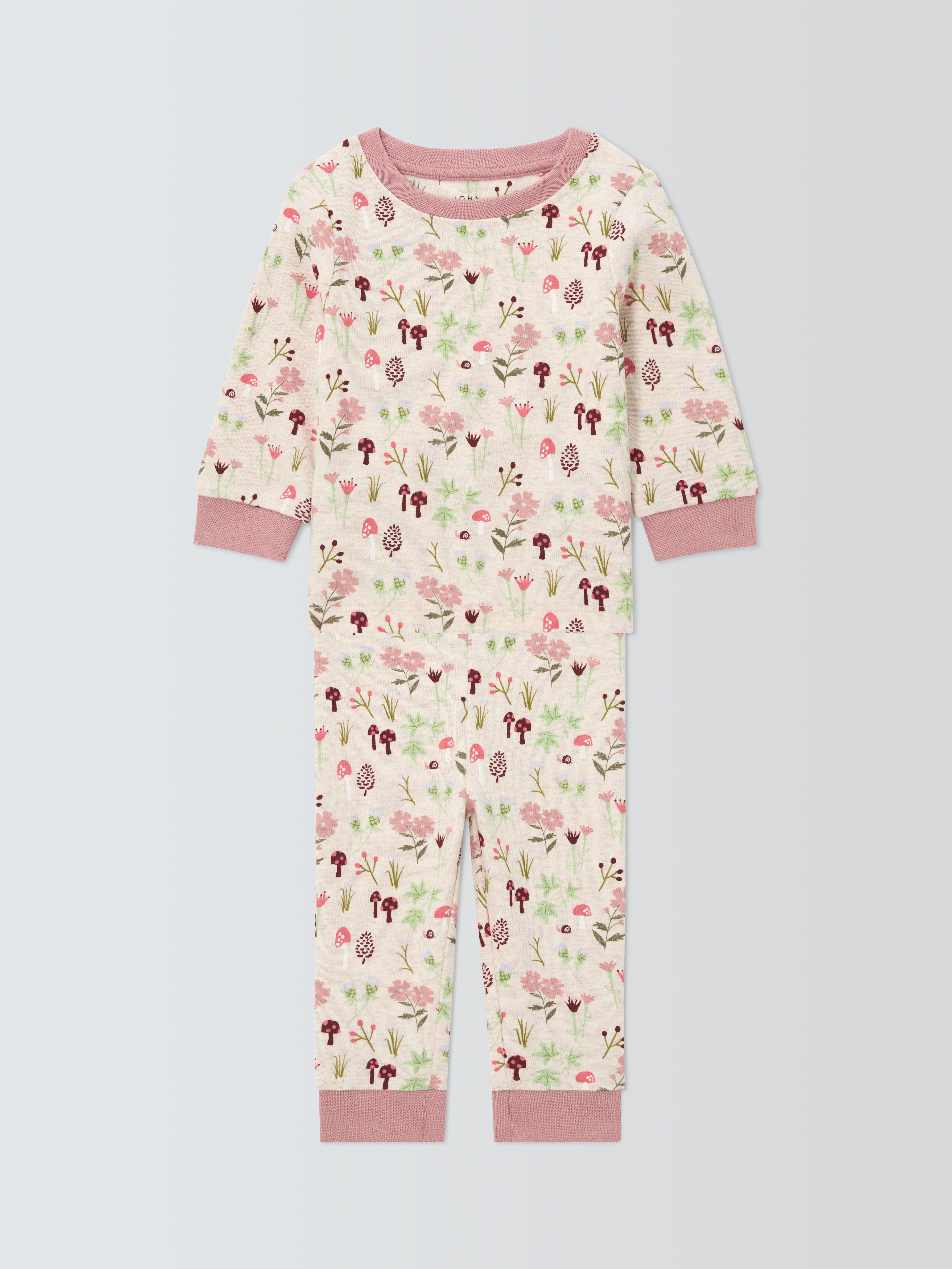 Product image 1 of 3, which shows John Lewis Baby Mushroom Pyjamas, Natural, 3-6 months