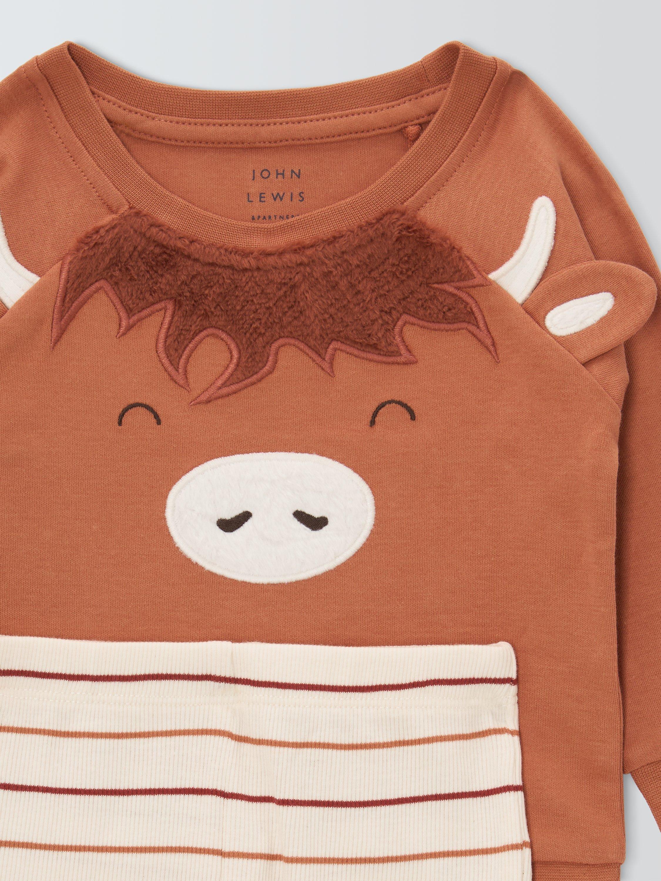 Product image 3 of 3, which shows John Lewis Baby Novelty Cow Pyjamas, Natural, 3-6 months