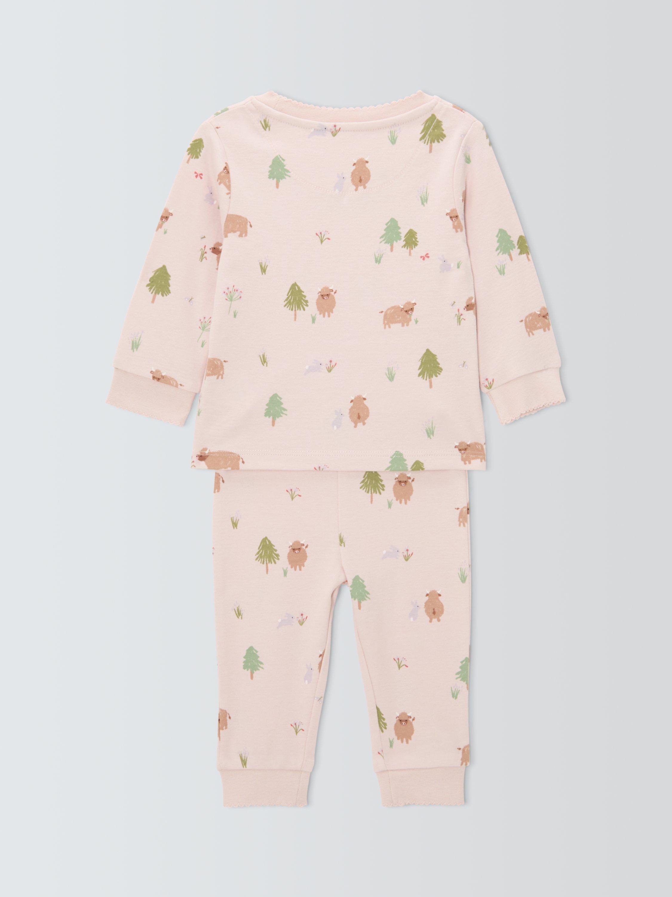 Product image 2 of 3, which shows John Lewis Baby Highland Cow Pyjamas, Pink, 12-18 months