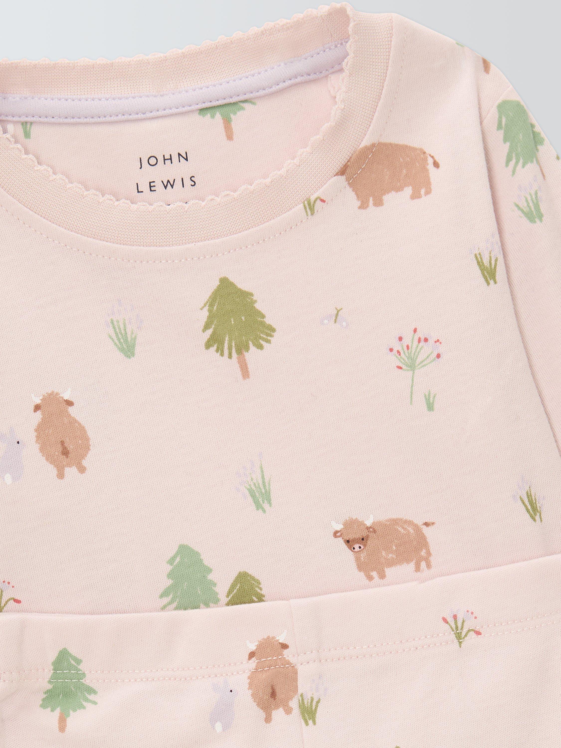 Product image 3 of 3, which shows John Lewis Baby Highland Cow Pyjamas, Pink, 12-18 months