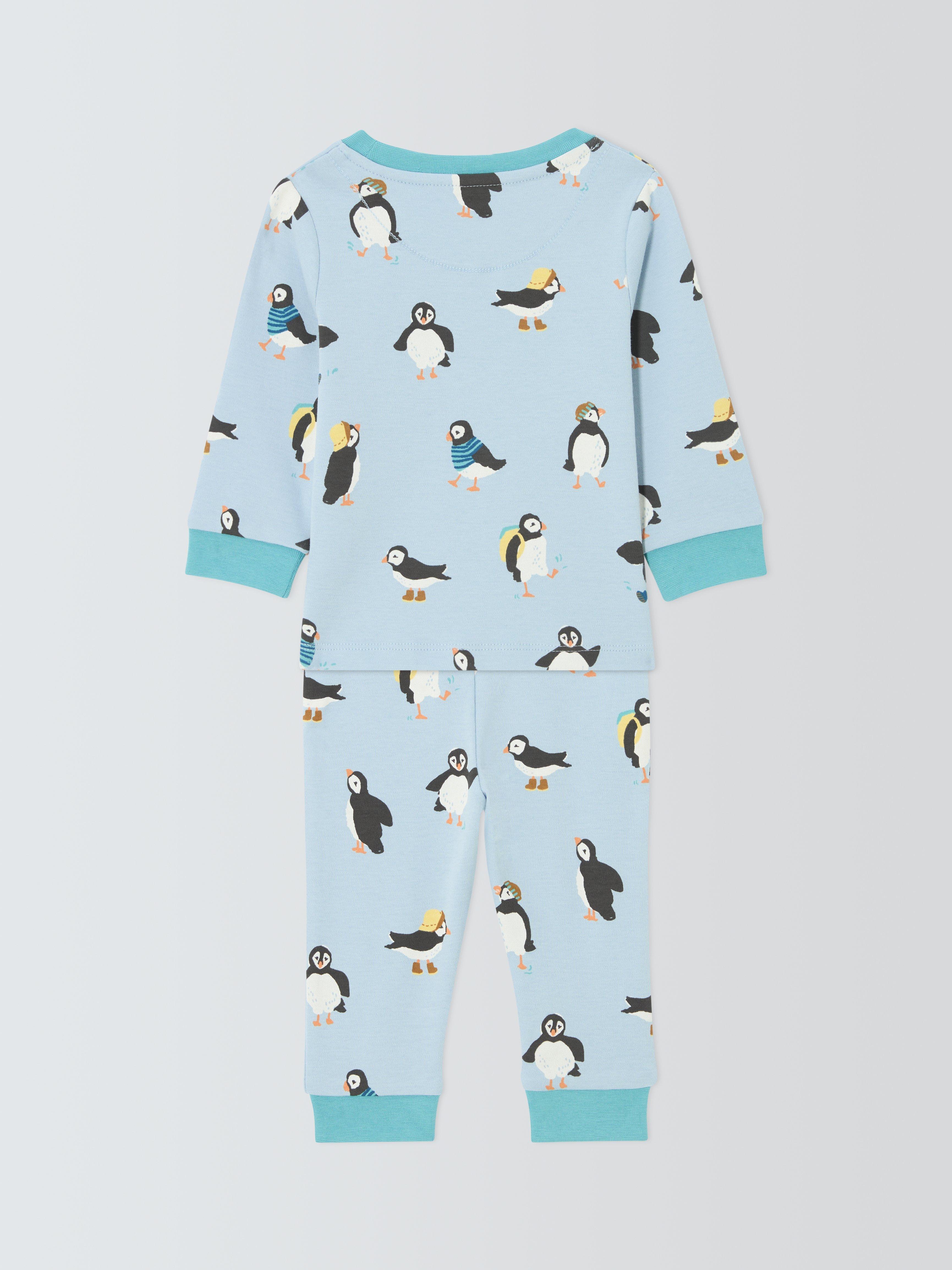 Product image 2 of 3, which shows John Lewis Baby Puffin Pyjamas, Blue, 3-6 months