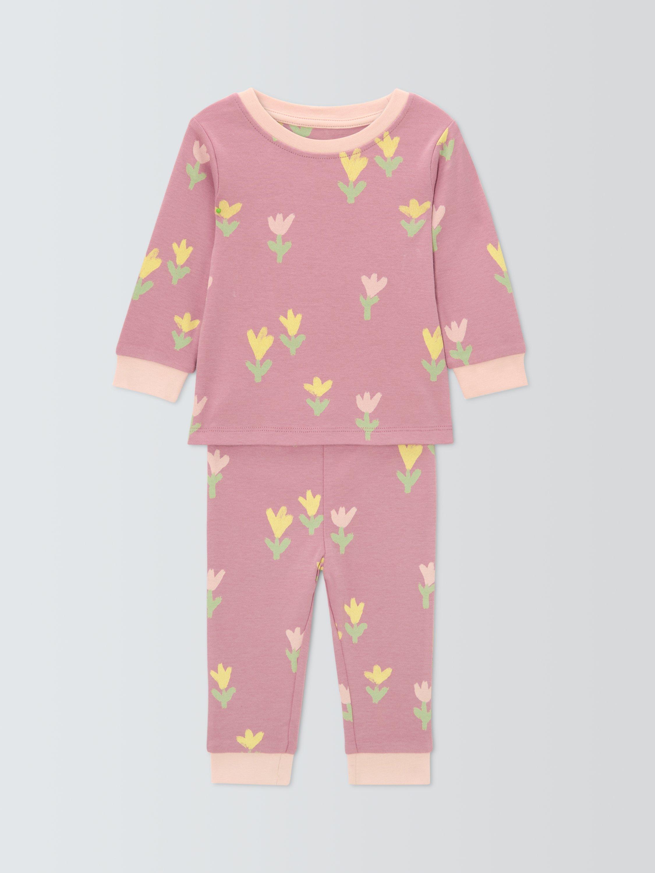 Product image 1 of 3, which shows John Lewis Baby Tulip Pyjamas, Pink, 18-24 months