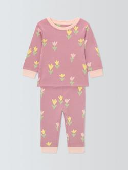 John Lewis Baby Tulip Pyjamas, Pink, Pink