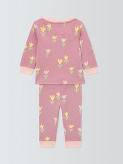 John Lewis Baby Tulip Pyjamas, Pink - view 2, Pink