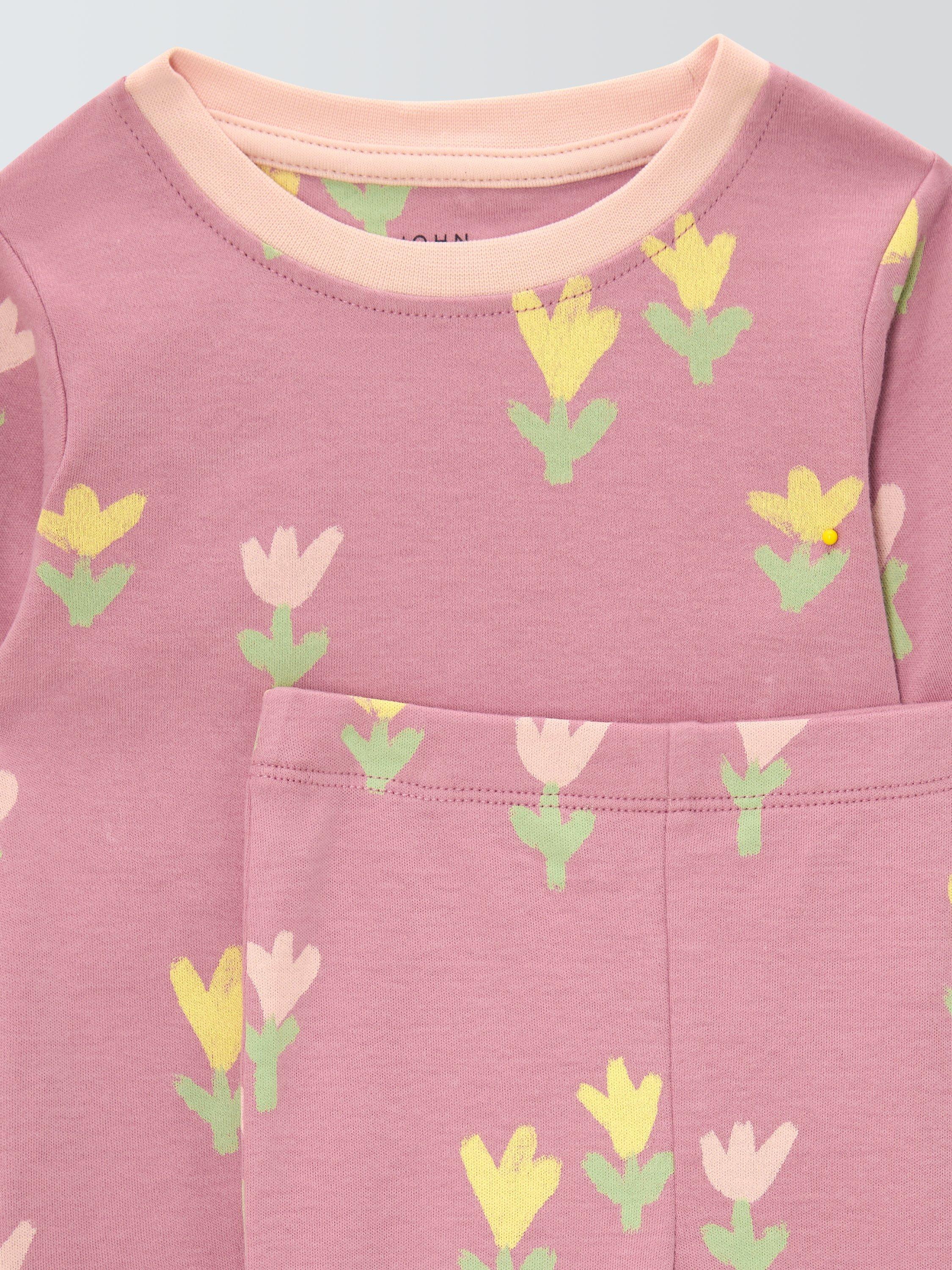 Product image 3 of 3, which shows John Lewis Baby Tulip Pyjamas, Pink, 18-24 months