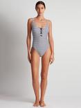Ralph Lauren Laced Tank Stripe Swimsuit, Blue/Multi