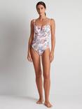 Ralph Lauren Fleurette U-Wire Swimsuit, White/Multi