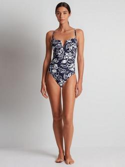 Ralph Lauren Floral U-Wire Swimsuit, Navy/Multi, Navy/Multi