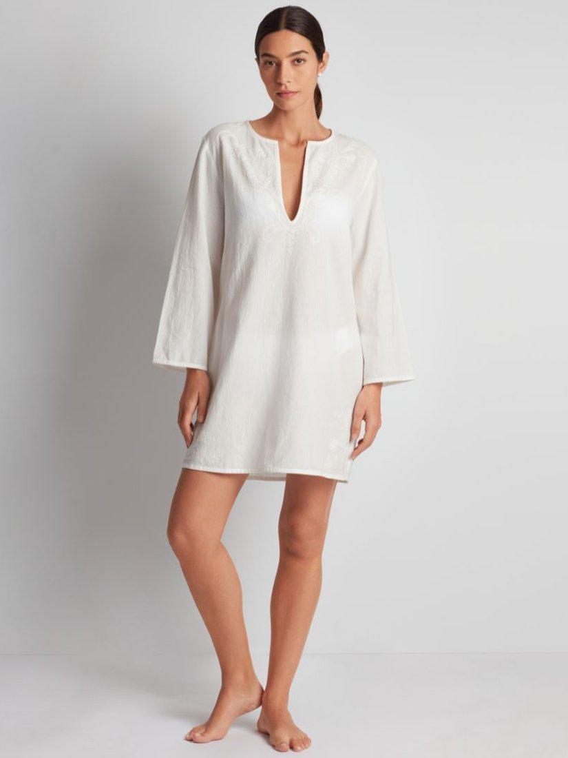 Product image 1 of 4, which shows Ralph Lauren Chainstitch Tunic Beach Cover-Up, White, XS