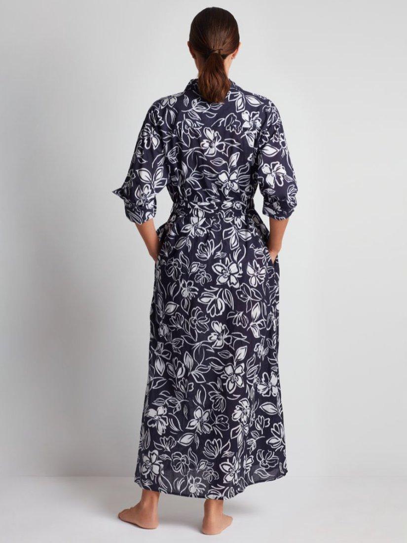Product image 2 of 4, which shows Ralph Lauren Midi Shirt Dress Beach Cover Up, Navy/Multi, XS