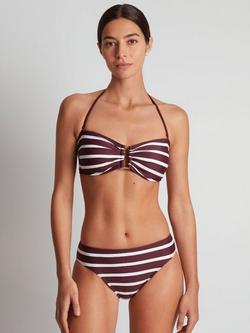 Ralph Lauren Lago Stripe Ring Bandeau Bikini Top, Red Claret/Multi, Red Claret/Multi
