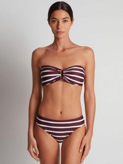 Ralph Lauren Lago Stripe Ring Bandeau Bikini Top, Red Claret/Multi - view 2, Red Claret/Multi
