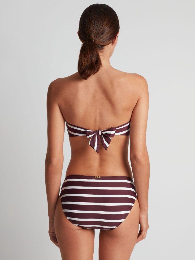 Product image 3 of 7, which shows Ralph Lauren Lago Stripe Ring Bandeau Bikini Top, Red Claret/Multi, 8