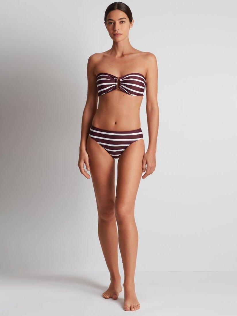 Product image 6 of 7, which shows Ralph Lauren Lago Stripe Ring Bandeau Bikini Top, Red Claret/Multi, 8