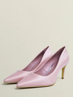 Hobbs Leila Satin Court Shoes, Soft Petal Pink - view 2, Soft Petal Pink