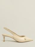 Hobbs Serena Leather Kitten Heel Slingback Court Shoes, Buttercream
