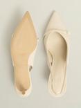 Hobbs Serena Leather Kitten Heel Slingback Court Shoes, Buttercream