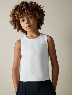 Reiss Kids' Jaden Cotton Stretch Ribbed Vests, Pack of 3, White - view 2, White