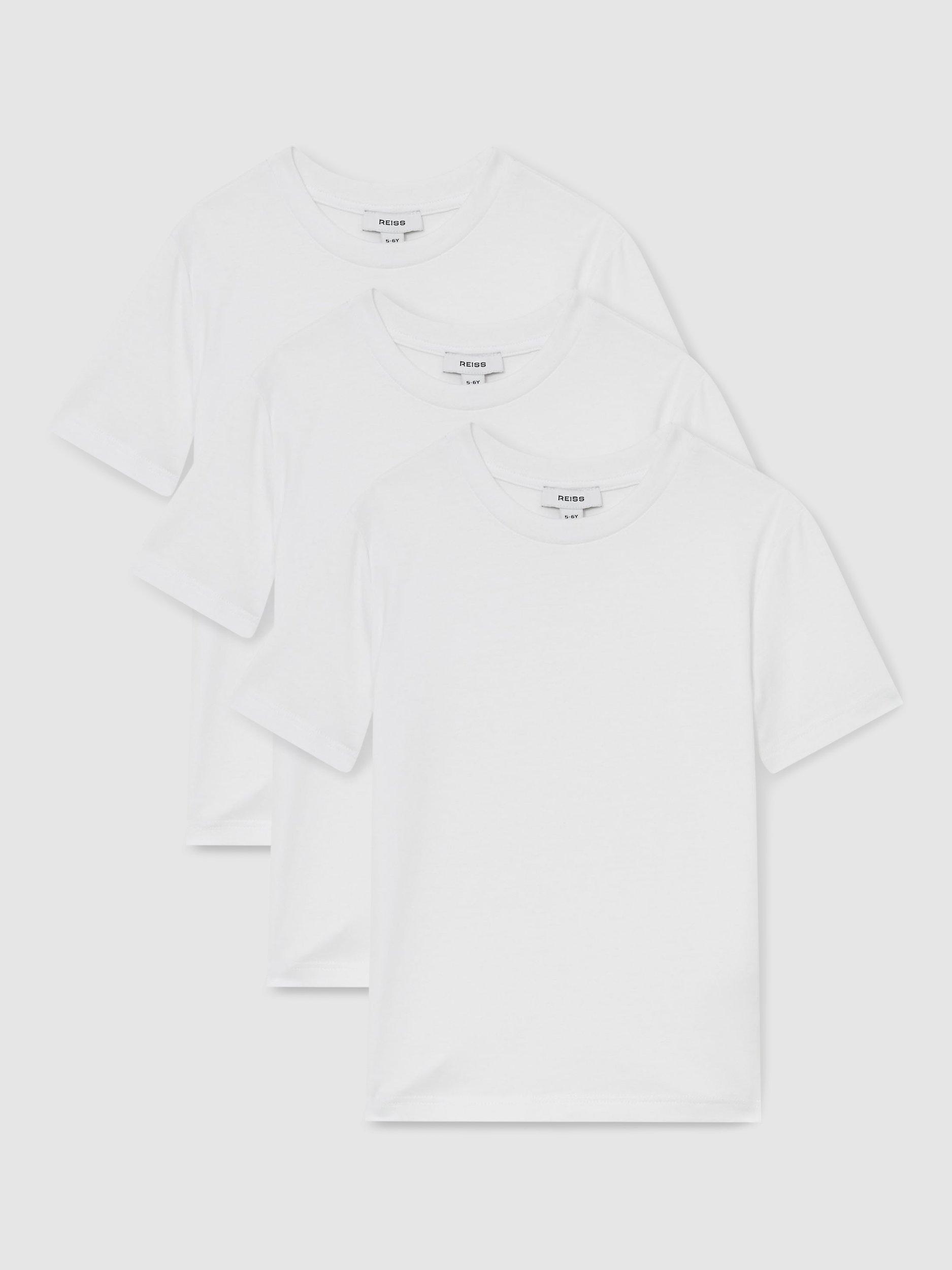 Product image 2 of 4, which shows Reiss Kids' Honor T-Shirts, Pack of 3, White, 13-14 years
