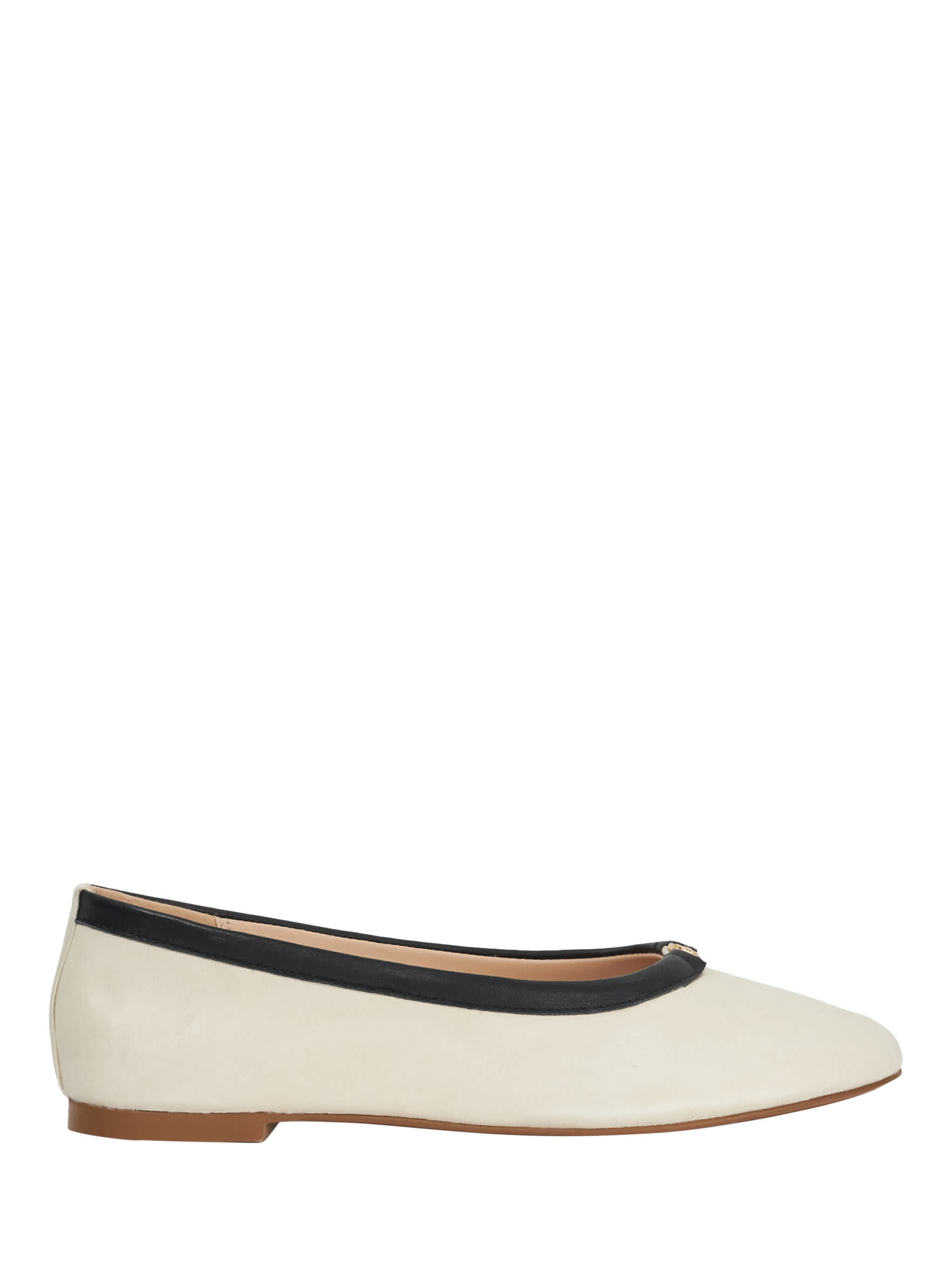 Product image 1 of 5, which shows Dune London Honestly Leather Ballerina Pumps, Cream, EU38