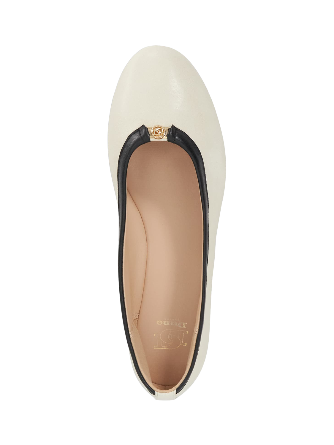 Product image 2 of 5, which shows Dune London Honestly Leather Ballerina Pumps, Cream, EU38