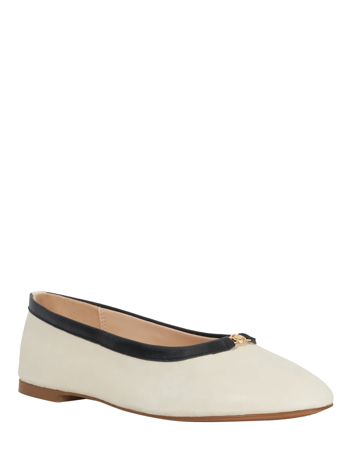 Product image 3 of 5, which shows Dune London Honestly Leather Ballerina Pumps, Cream, EU38