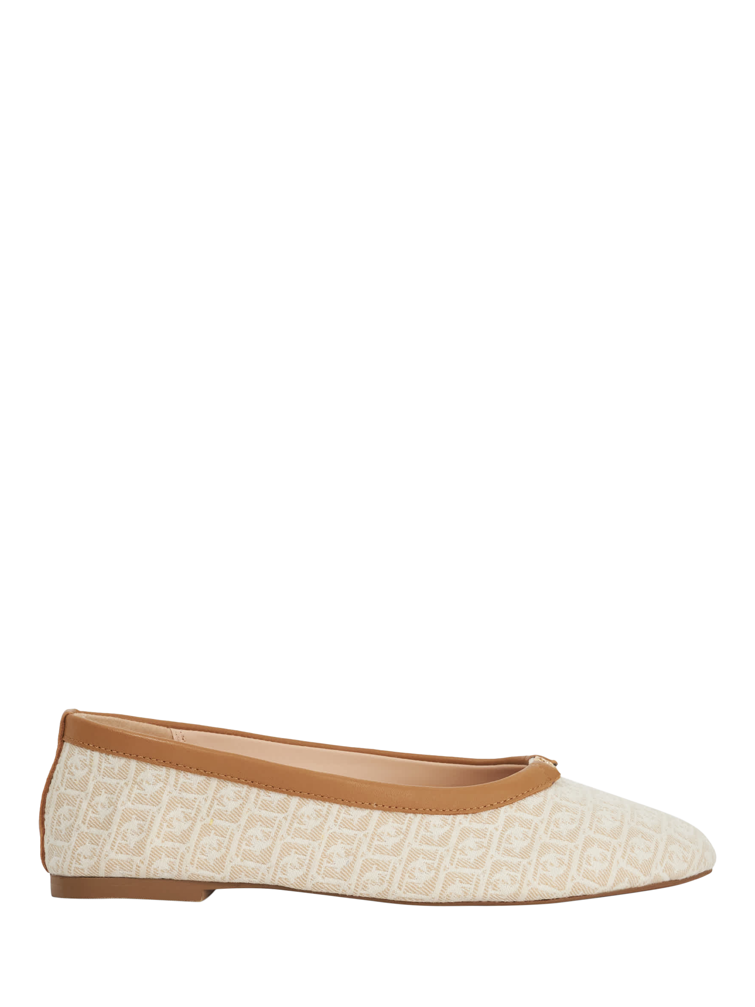 Product image 1 of 5, which shows Dune London Honestly Monogram Ballerina Pumps, Cream, EU38