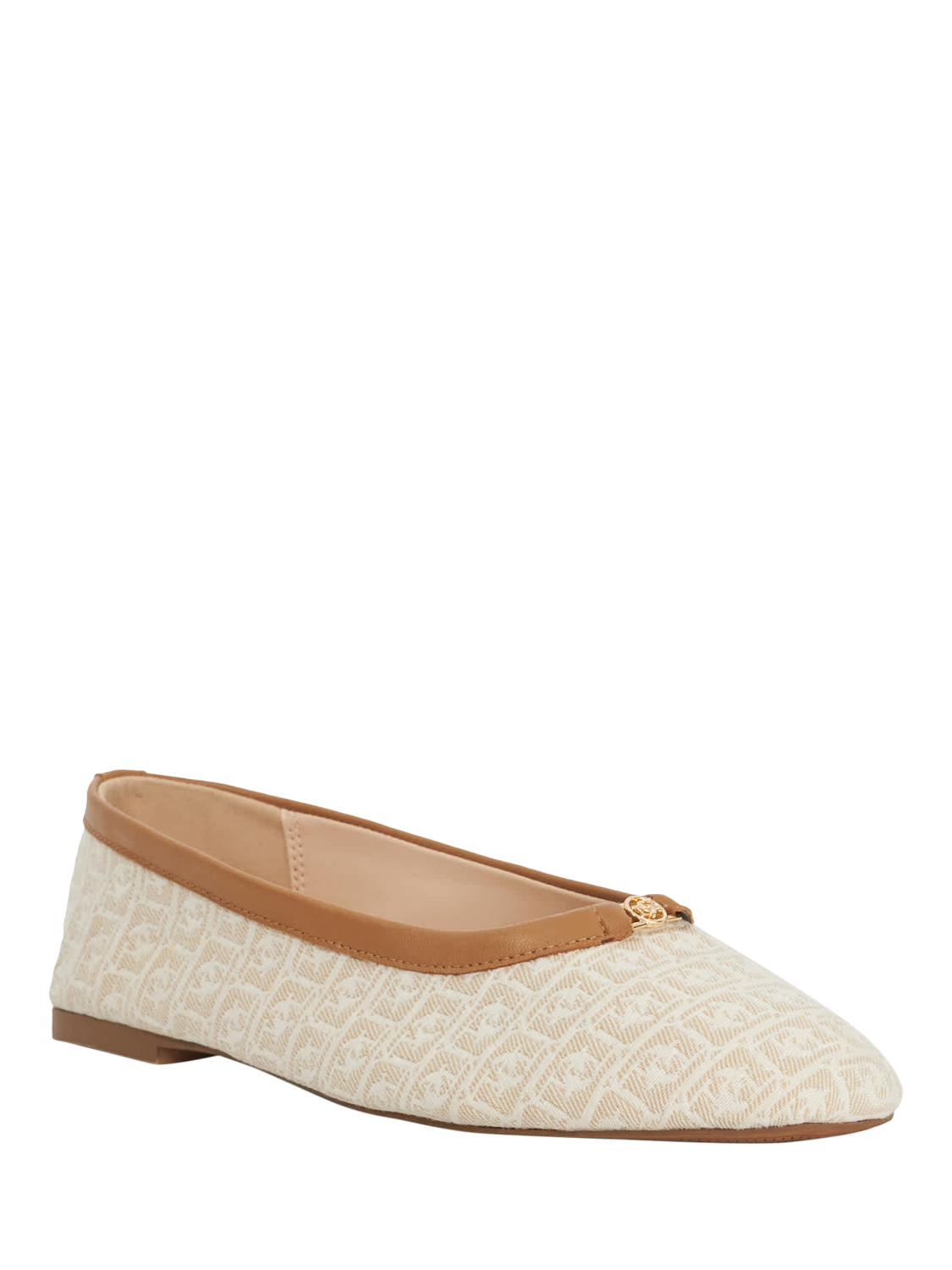Product image 3 of 5, which shows Dune London Honestly Monogram Ballerina Pumps, Cream, EU38