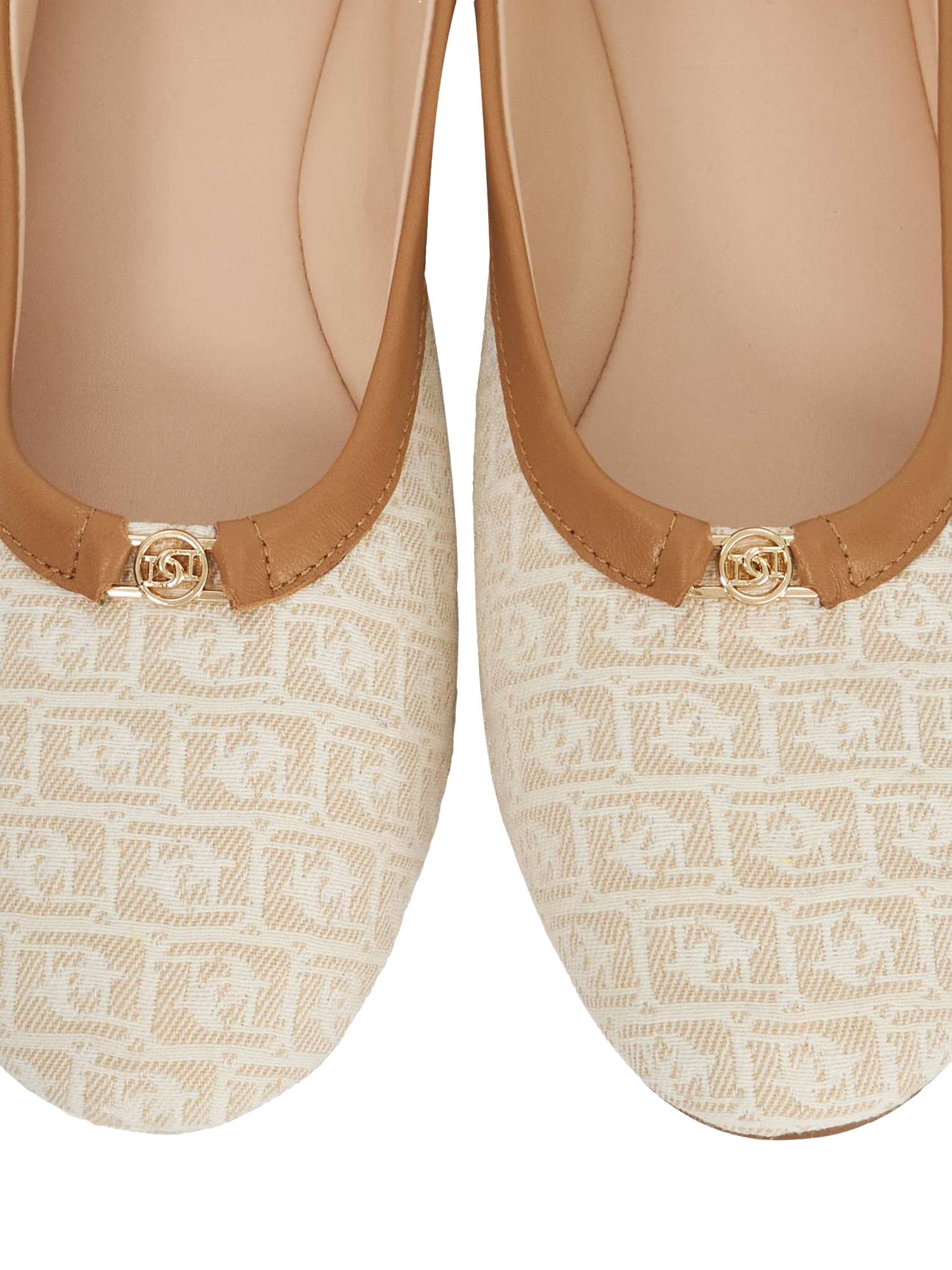 Product image 5 of 5, which shows Dune London Honestly Monogram Ballerina Pumps, Cream, EU38