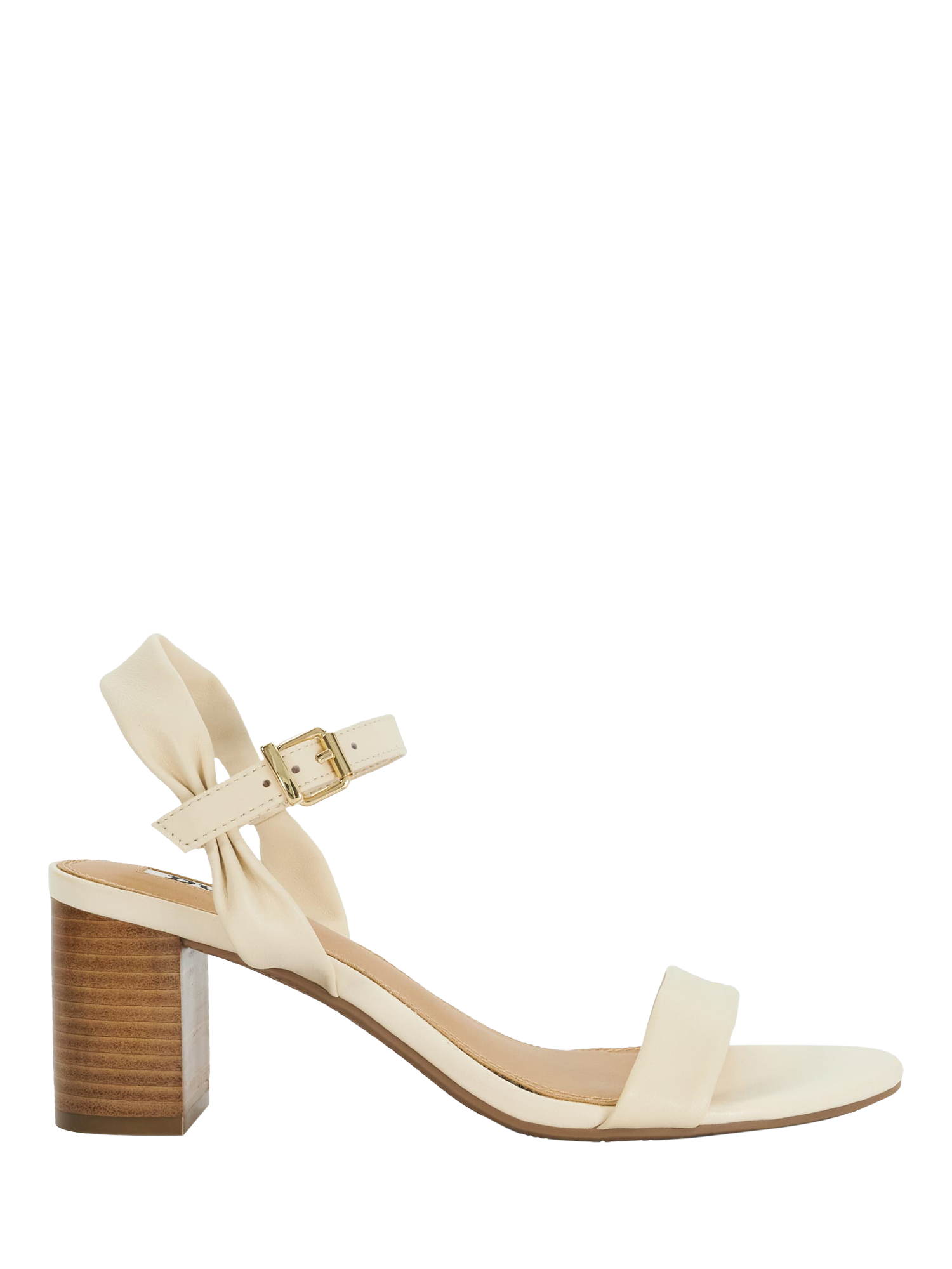 Product image 1 of 6, which shows Dune Jaliz Leather Heeled Sandals, Ecru, EU36