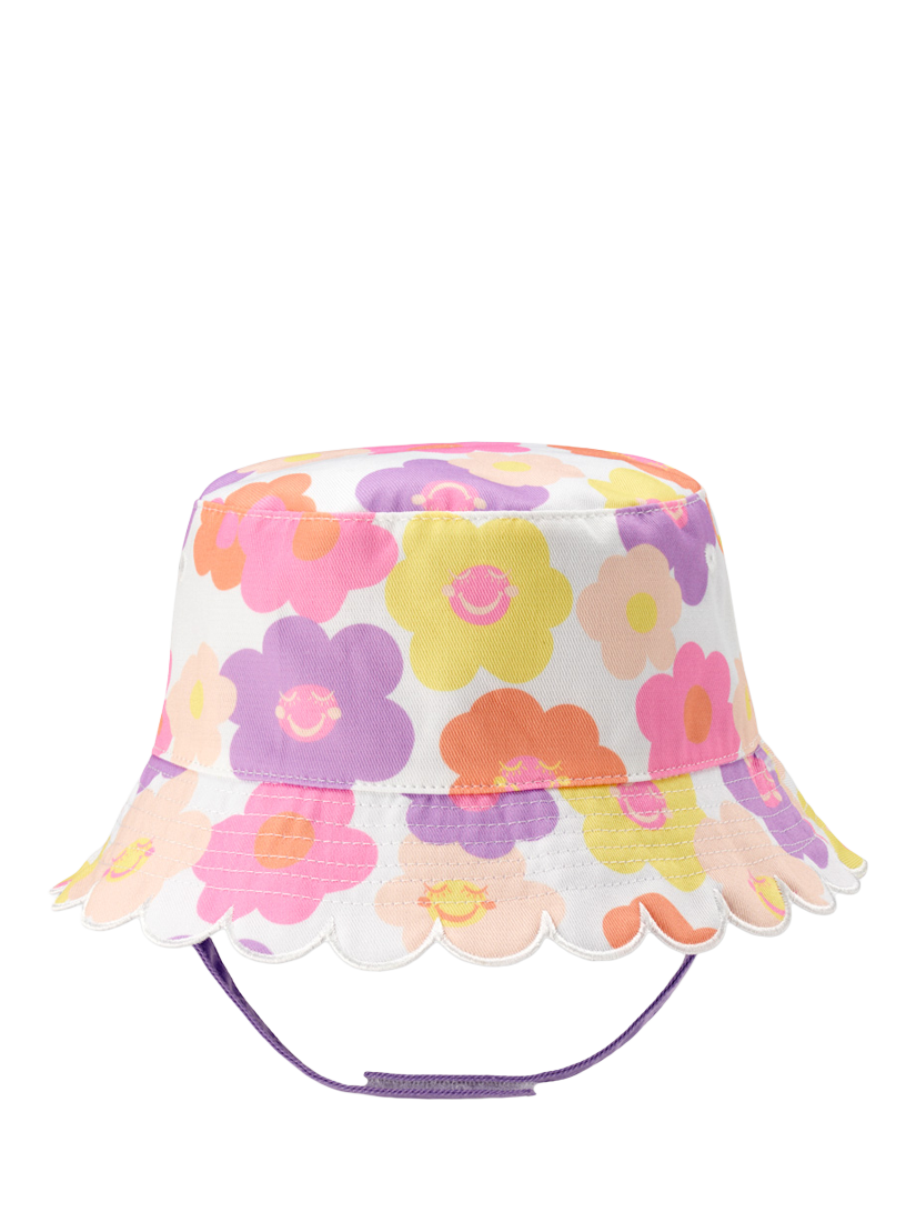 Product image 1 of 2, which shows Small Stuff Kids' Reversible Scallop Trim Sun Hat, Purple, 3-5 years