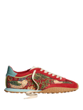 HOFF x Morris & Co. Bridge Leather Blend Lace Up Trainers, Red/Multi