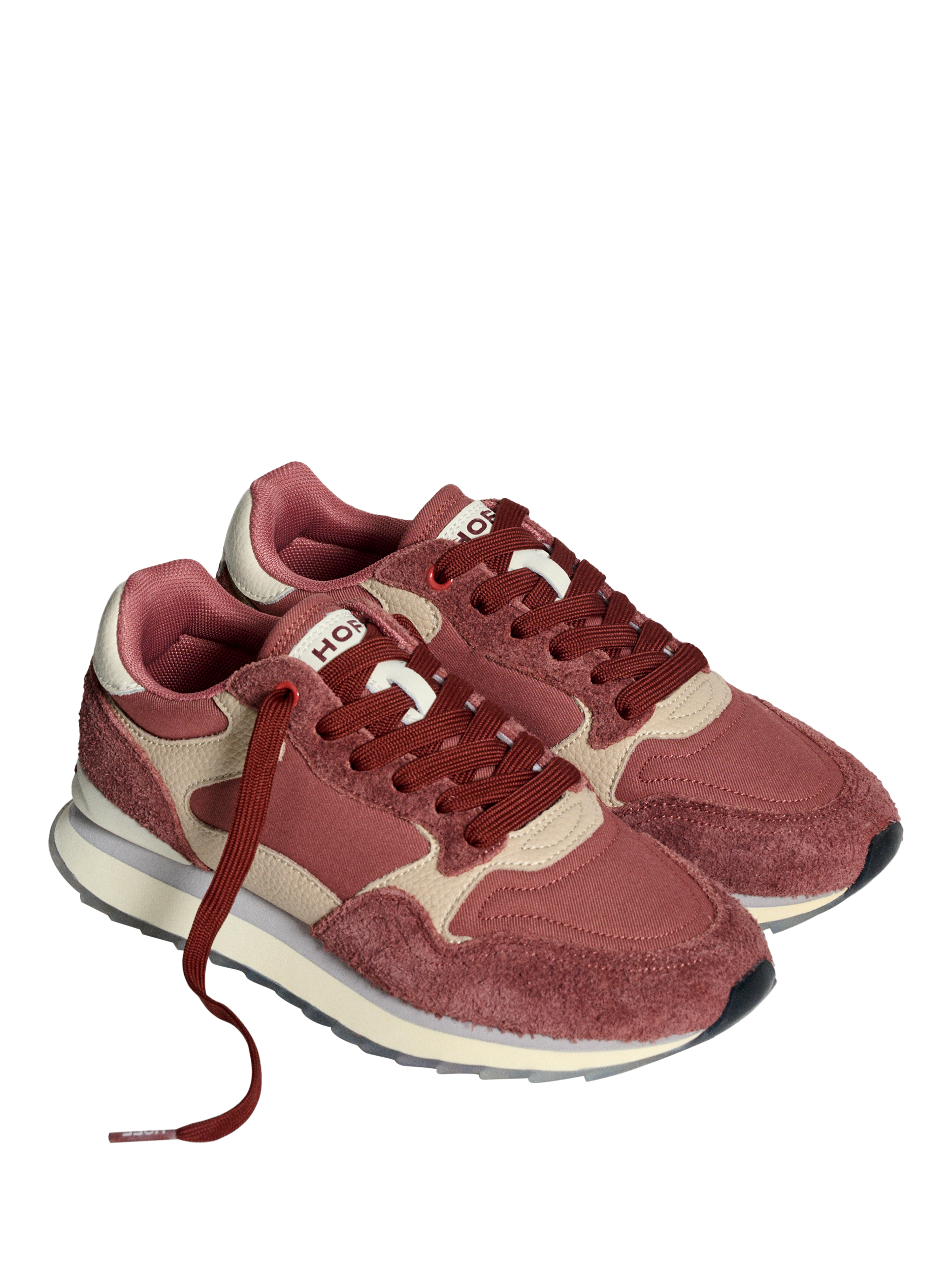 Product image 2 of 5, which shows HOFF Casablanca Suede Blend Lace Up Trainers, Red/Off White, 7