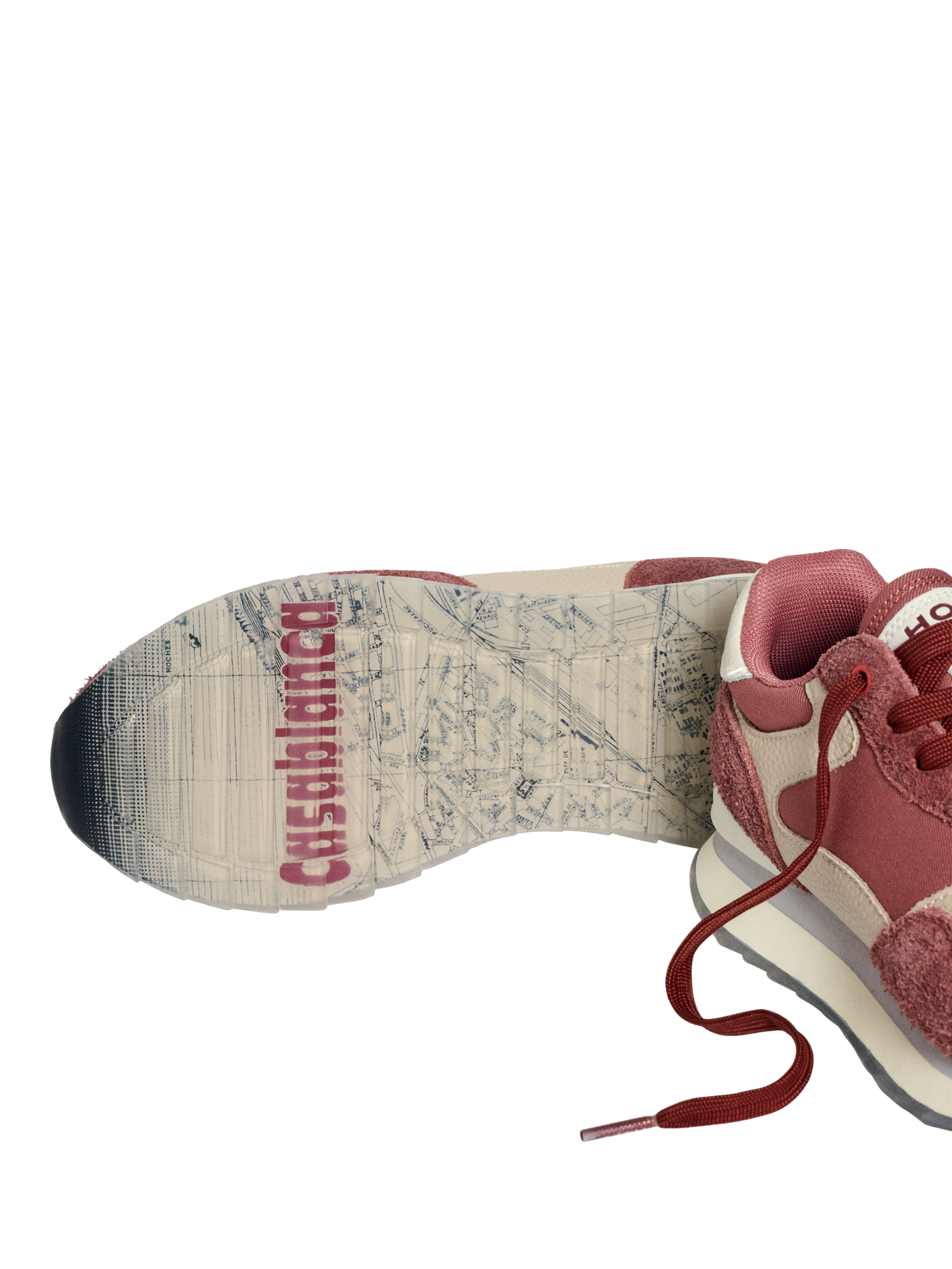 Product image 4 of 5, which shows HOFF Casablanca Suede Blend Lace Up Trainers, Red/Off White, 7