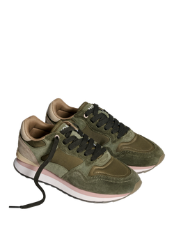 HOFF Los Angeles Suede Blend Lace Up Trainers, Green/Multi - view 2, Green/Multi