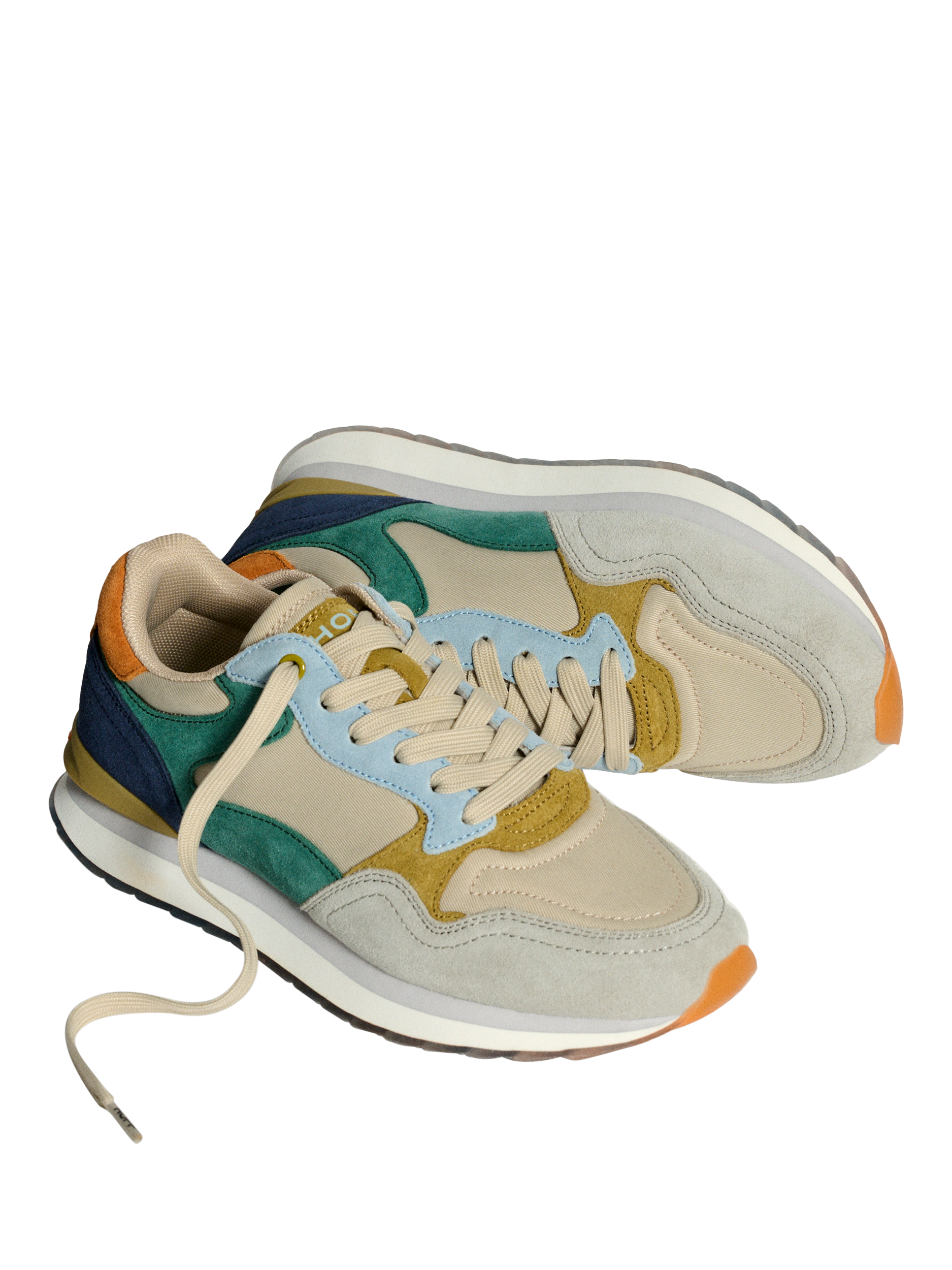 Product image 2 of 5, which shows HOFF Singapore Suede Blend Lace Up Trainers, Beige/Multi, 4
