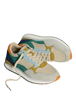 HOFF Singapore Suede Blend Lace Up Trainers, Beige/Multi - view 2, Beige/Multi