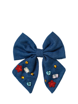 Stych Kids' Gem Bow Hair Clip, Navy, Navy