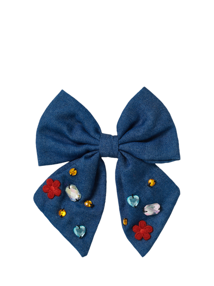Stych Kids' Gem Bow Hair Clip, Navy, Navy