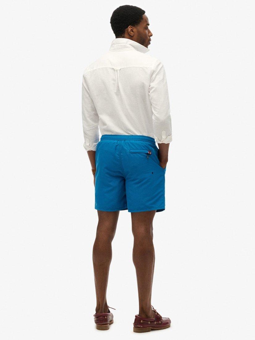 Product image 2 of 7, which shows Superdry Premium Embroidered 17" Swim Shorts, Twilight Blue, S