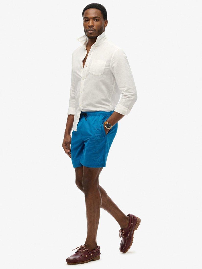 Product image 3 of 7, which shows Superdry Premium Embroidered 17" Swim Shorts, Twilight Blue, S