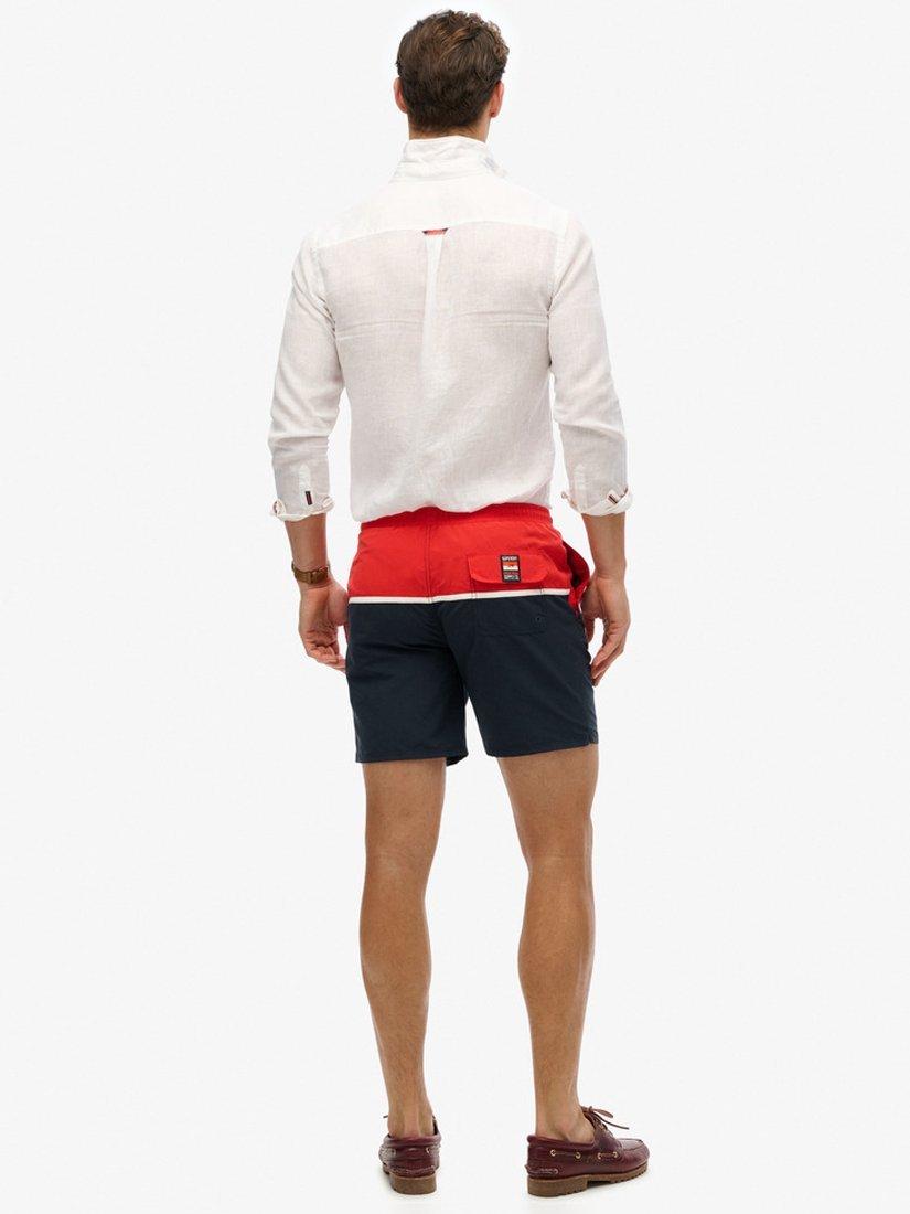 Product image 2 of 8, which shows Superdry Nautical Logo 17" Swim Shorts, Navy/Multi, S