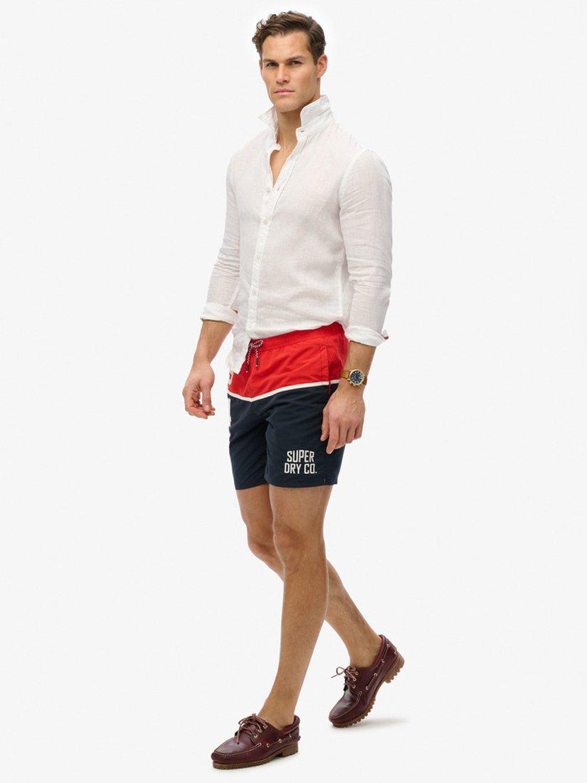 Product image 3 of 8, which shows Superdry Nautical Logo 17" Swim Shorts, Navy/Multi, S